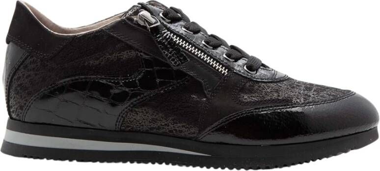 DL Sport Zwarte Sneakers met Leren Accenten Black Dames