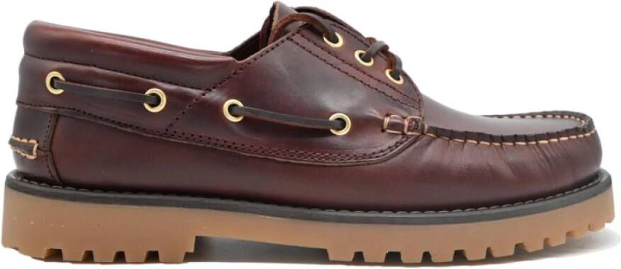 Docksteps Lage Leren Zeilschoenen Bordeaux Brown Heren