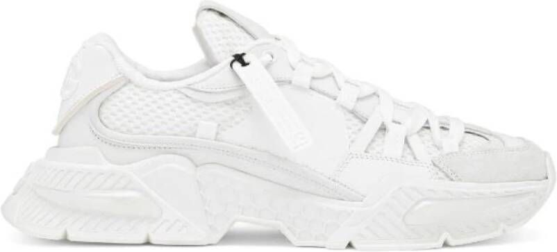 Dolce & Gabbana Witte nylon sneakers met leren en suède details White