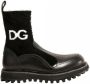 Dolce & Gabbana Horse calfskin ankle boots with branded sock Zwart Heren - Thumbnail 6