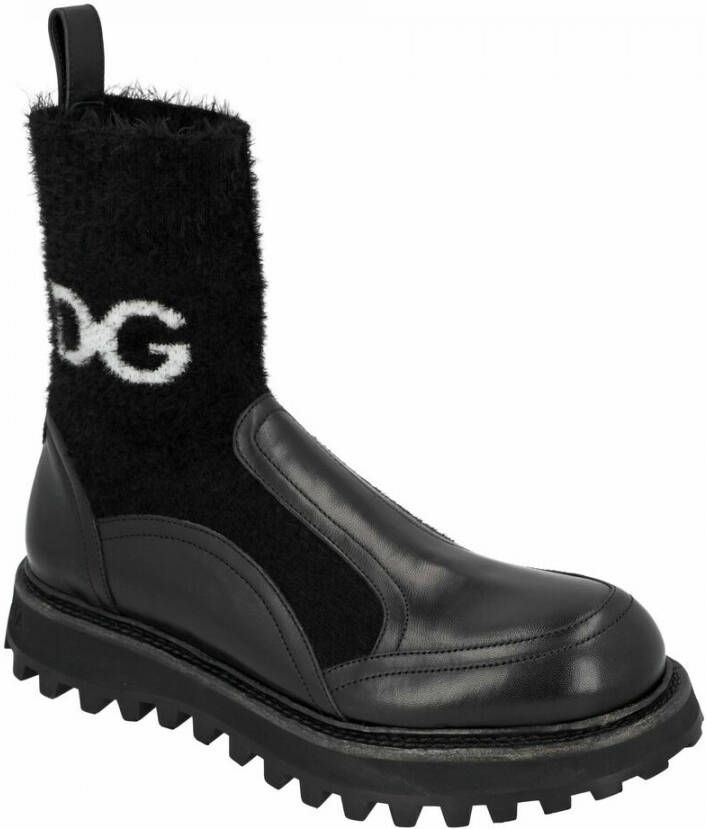 Dolce & Gabbana Ankle Boots With Branded Socks Zwart Heren