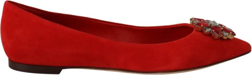 Dolce & Gabbana Rode Suède Kristal Loafers Flats Schoenen Red Dames