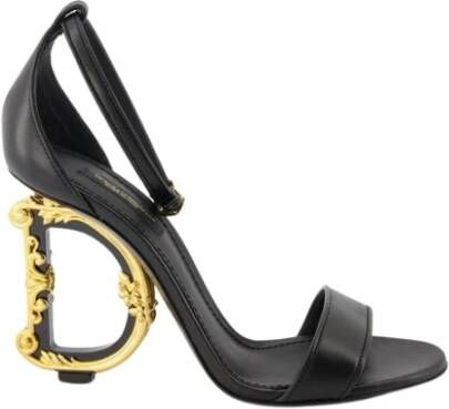 Dolce & Gabbana Zwarte Leren Barok Hak Sandalen Black Dames