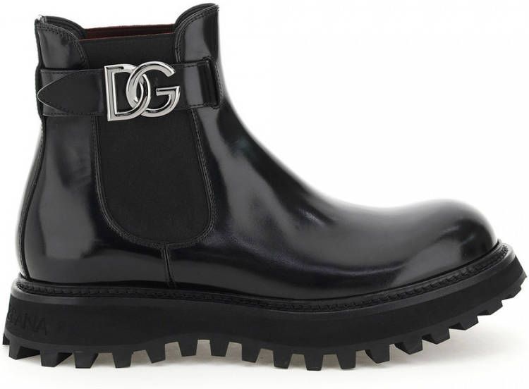 Dolce & Gabbana Brushed calfskin ankle boots with extra light sole Zwart Heren