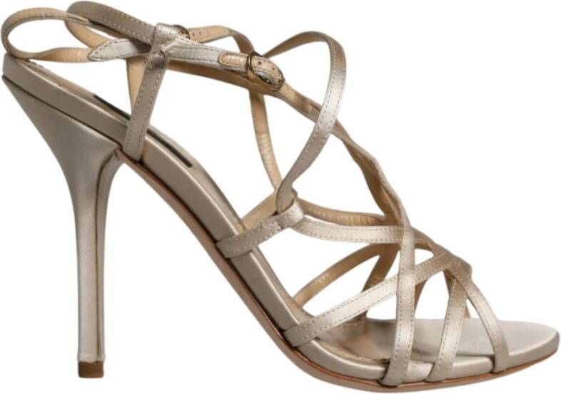 Dolce & Gabbana Beige Enkelband Stiletto Hakken Sandalen Beige Dames