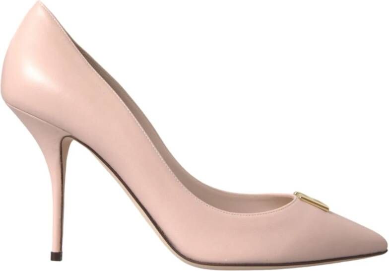 Dolce & Gabbana Beige Lamb Leather Logo Pumps Beige Dames