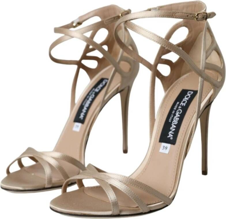 Dolce & Gabbana Beige Leren Strappy Heels Sandalen Beige Dames