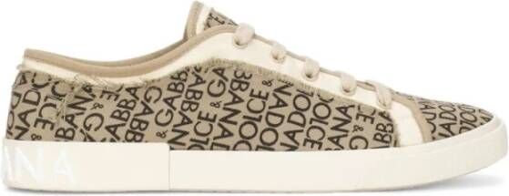 Dolce & Gabbana Beige Logo Sneakers Rubberen Zool Beige Heren