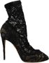 Dolce & Gabbana Black Stretch Socks Taormina Lace Boots Shoes Zwart Dames - Thumbnail 1