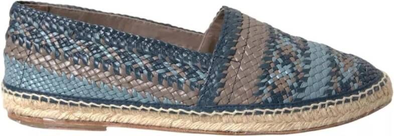 Dolce & Gabbana Blauw Grijs Leren Espadrilles Schoenen Blue Heren