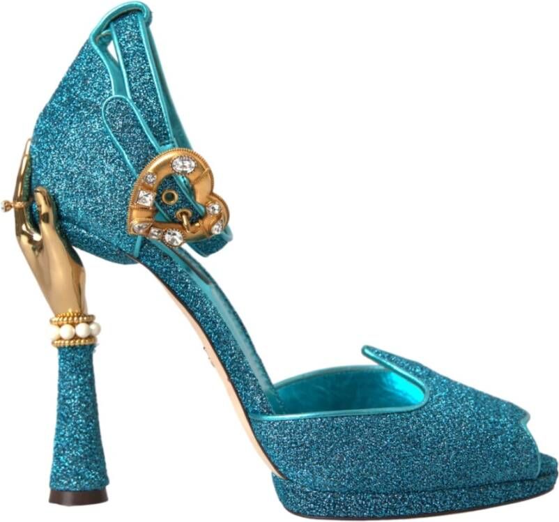 Dolce & Gabbana Blauwe Bejeweled Hak Sandalen Blue Dames