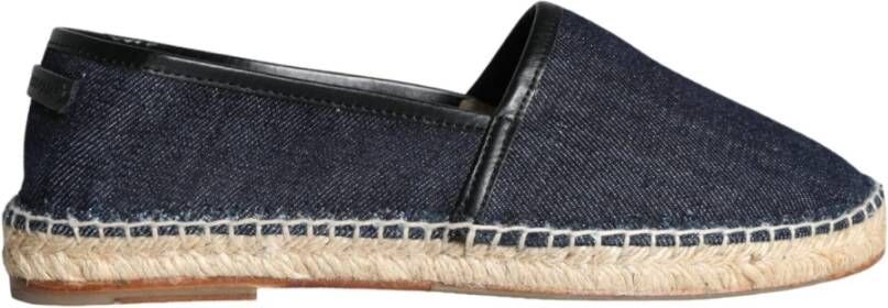 Dolce & Gabbana Blauwe Denim Leren Espadrilles Schoenen Blue Dames