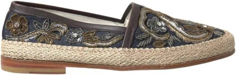 Dolce & Gabbana Blauwe Geborduurde Denim Espadrilles Schoenen Multicolor Heren