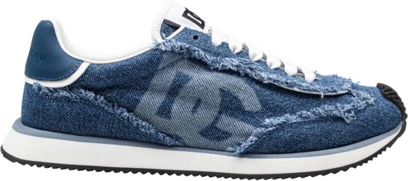 Dolce & Gabbana Blauwe Jeans Denim Kussen Sneakers Blue Heren