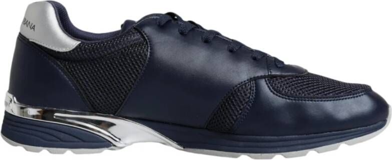 Dolce & Gabbana Blauwe Leren Casual Sportschoenen Blue Heren