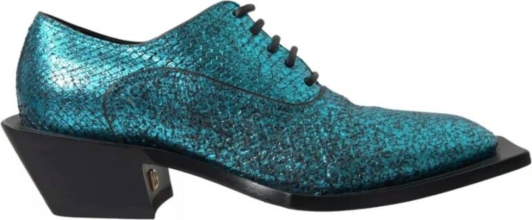 Dolce & Gabbana Blauwe Leren Derby Blokhakken Blue Heren