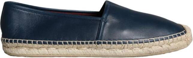 Dolce & Gabbana Blauwe Leren Espadrilles met Logo Details Blue Heren