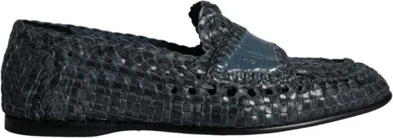 Dolce & Gabbana Blauwe Leren Instaploafers met Logo Blue Heren