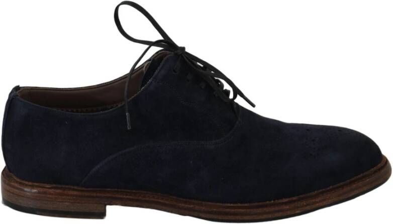 Dolce & Gabbana Blauwe Leren Marsala Derby Schoenen Blue Heren