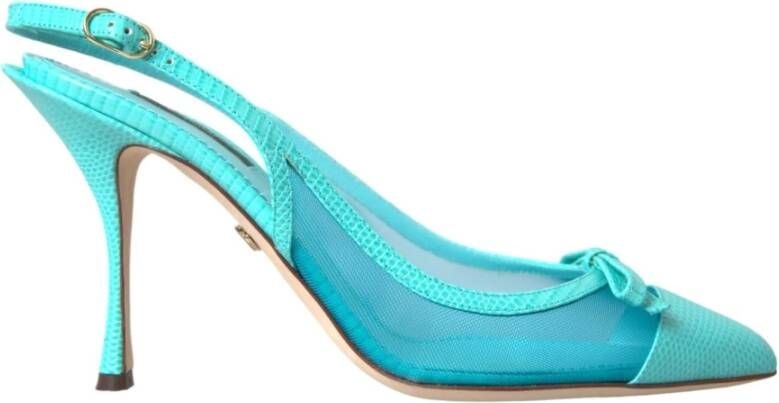 Dolce & Gabbana Turquoise Kitten Heel Slingback Pumps Blue Dames