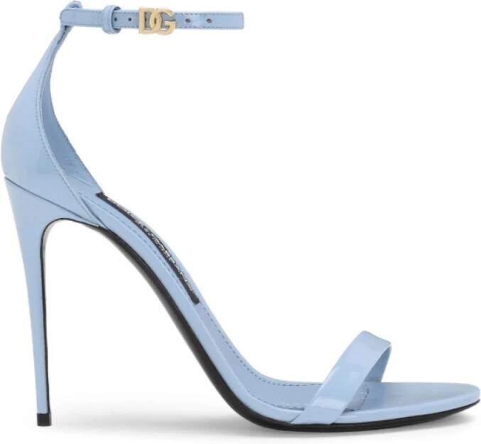 Dolce & Gabbana Blauwe Leren Stiletto Sandalen Blue Dames