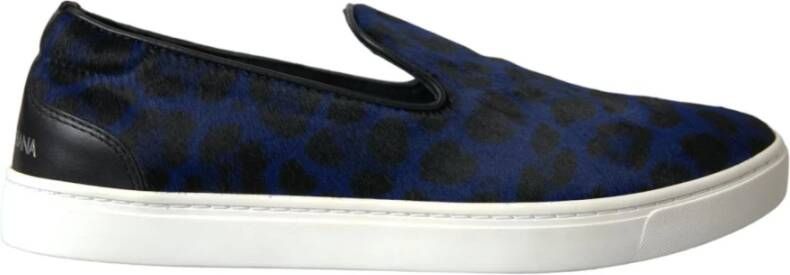 Dolce & Gabbana Blauwe Luipaardprint Loafers Sneakers Blue Heren