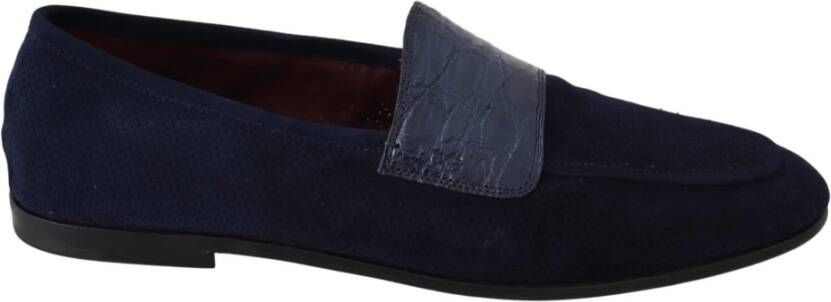 Dolce & Gabbana Blauwe Suède Caiman Loafers Slippers Schoenen Blue Heren