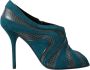 Dolce & Gabbana Blauwe Teal Snakeskin Peep Toe Booties Blue Dames - Thumbnail 1