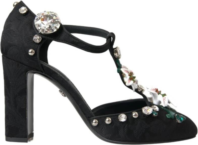 Dolce & Gabbana Bloemen Broche Pumps Zwart Black Dames