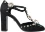 Dolce & Gabbana Bloemen Broche Pumps Zwart Black Dames - Thumbnail 1