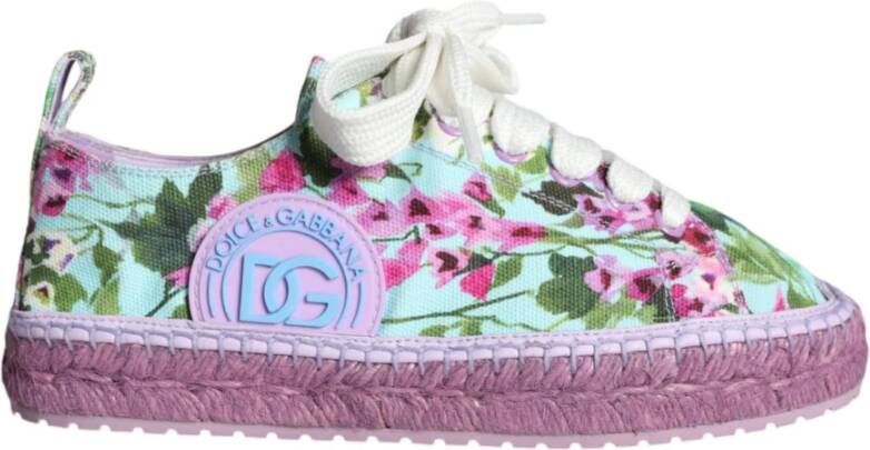 Dolce & Gabbana Bloemen Canvas Espadrille Sneakers Multicolor Dames