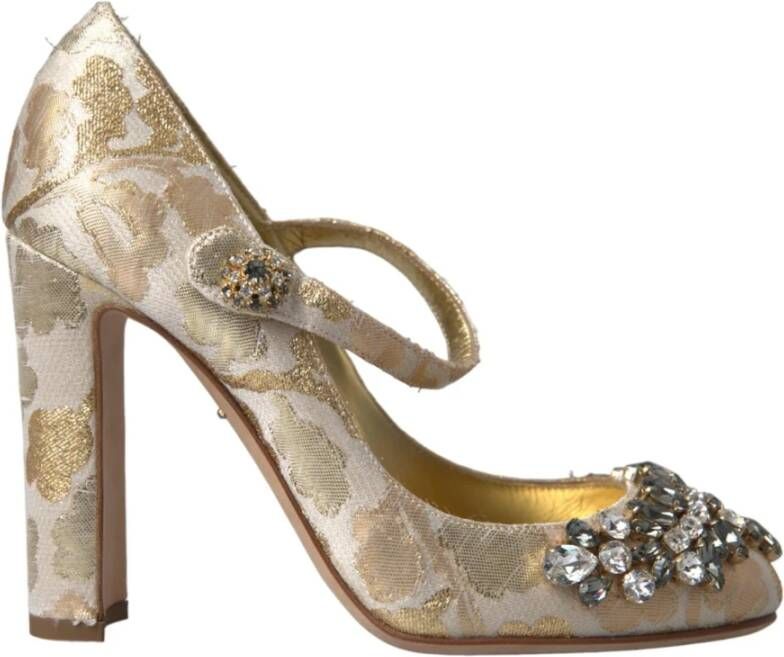 Dolce & Gabbana Bloemen Jacquard Kristal Hoge Hak Pumps Yellow Dames