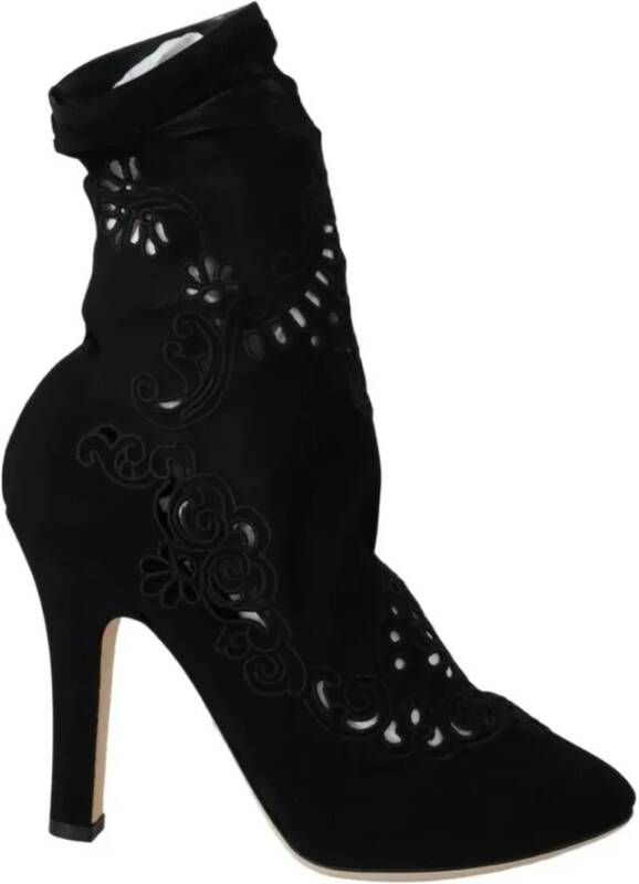 Dolce & Gabbana Bloemen Kant Cutout Pumps Laarzen Black Dames