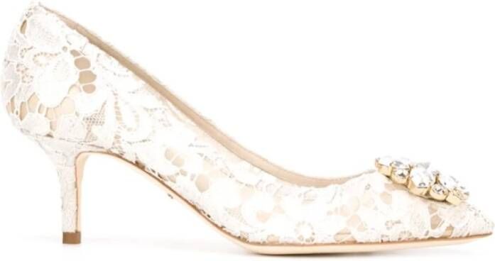 Dolce & Gabbana Bloemen Kant Grijze Pumps Beige Dames