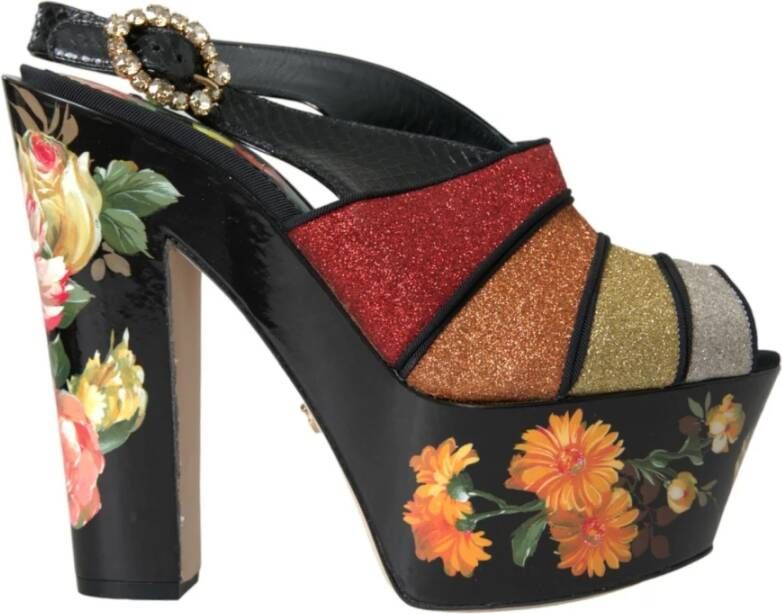 Dolce & Gabbana Bloemen kristalplateau sandalen Multicolor Dames