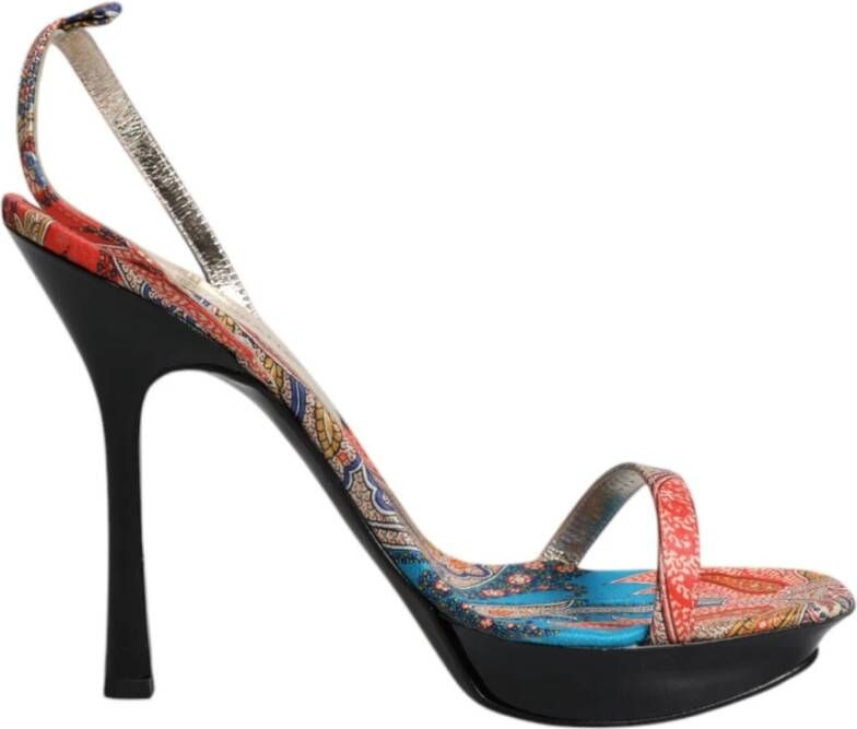 Dolce & Gabbana Bloemen leren hoge hak sandalen Multicolor Dames