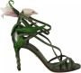 Dolce & Gabbana Bloemen Leren Strappy Hakken Sandalen Green Dames - Thumbnail 1