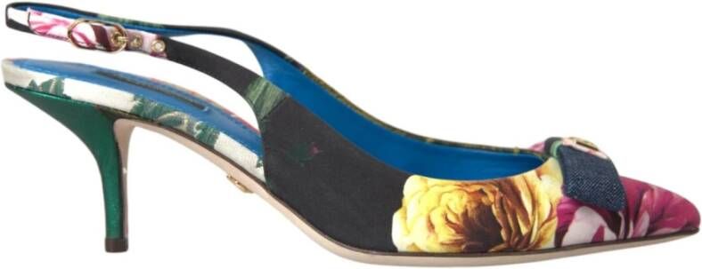 Dolce & Gabbana Bloemen Patchwork Slingback Hakken Multicolor Dames