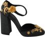 Dolce & Gabbana Bloemenengel Enkelband Schoenen Black Dames - Thumbnail 5