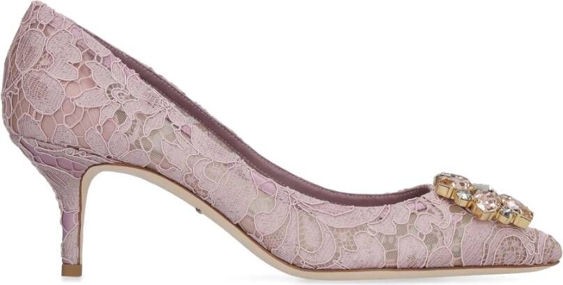 Dolce & Gabbana Bloemenkanten Pumps met Strass Purple Dames