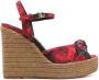 Dolce & Gabbana Bloemenprint Sleehak Sandalen Red Dames - Thumbnail 1