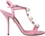 Dolce & Gabbana Roze Leren Versierde Hakken Sandalen Pink Dames - Thumbnail 1