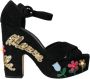 Dolce & Gabbana Bloemversierde Plateau Sandalen Black Dames - Thumbnail 1