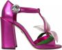 Dolce & Gabbana Blokhak Sandalen met Bloemen Pink Dames - Thumbnail 1