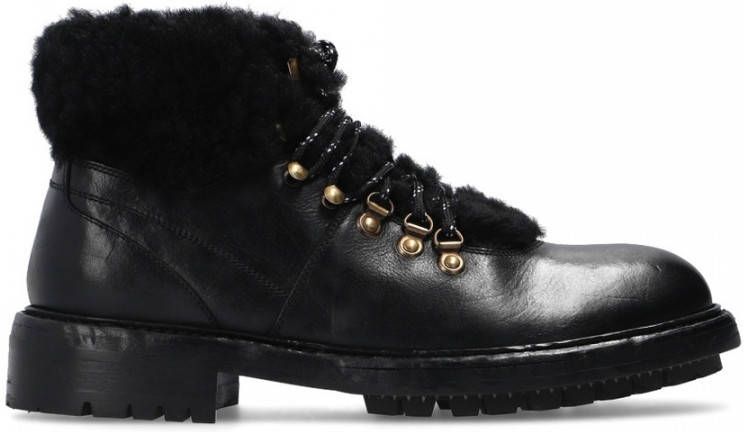 Dolce & Gabbana Luxe Shearling Stijl Leren Laarzen Black Heren