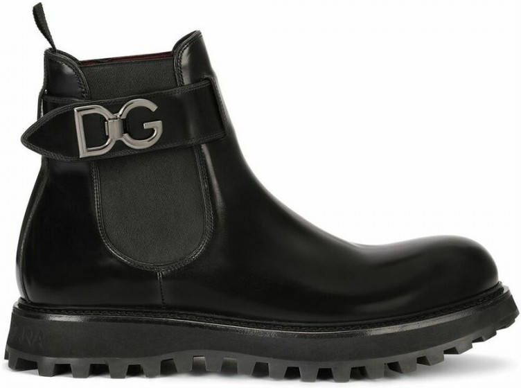 Dolce & Gabbana Brushed calfskin ankle boots with extra light sole Zwart Heren