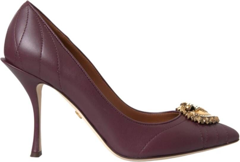 Dolce & Gabbana Bordeaux Lederen Hart Devotion Pumps Schoenen Brown Dames