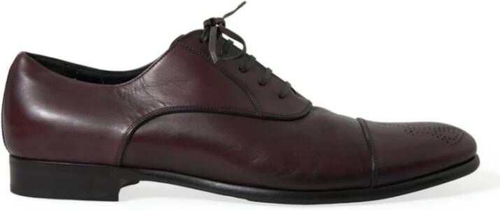 Dolce & Gabbana Bourgondische Leren Derby Schoenen Brown Heren