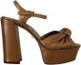 Dolce & Gabbana Bronze Leather Ankle Strap Platform Sandals Shoes Bruin Dames - Thumbnail 7