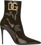 Dolce & Gabbana Bruin Lakleren Logo Enkellaarzen Brown Dames - Thumbnail 1